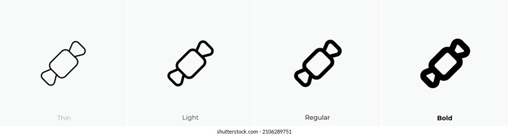 candy icon. Thin, Light Regular And Bold style design isolated on white background
