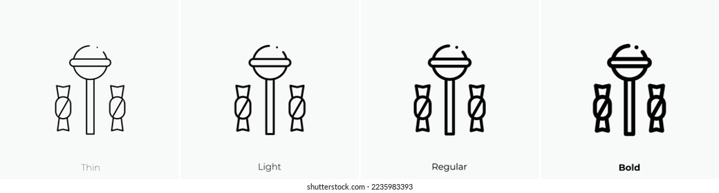candy icon. Thin, Light Regular And Bold style design isolated on white background