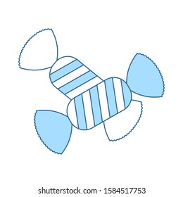 Candy Icon. Thin Line With Blue Fill Design. Vector Illustration.