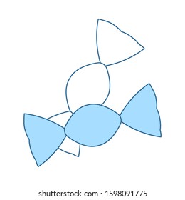 Candy Icon. Thin Line With Blue Fill Design. Vector Illustration.