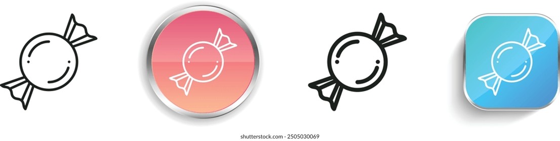 candy icon. Thin Linear, Regular and Button Style Design Isolated On White Background