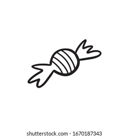 Candy. Candy icon. Vector illustration of candy in doodle style. Freehand drawing.