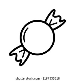 Candy Icon Vector on Line Art Flat Style Isolated White Background. EPS 10.