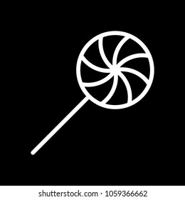 candy icon. White icon on black background. Inversion