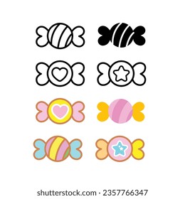 Candy icons, creative chewy candy for kids collection, candy sweets vector illustration set