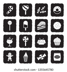 Candy Icons. Grunge Black Flat Design. Vector Illustration.