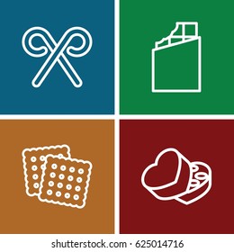 Candy icons set. set of 4 candy outline icons such as cookies, sweet box, candy cane