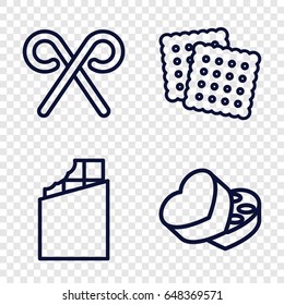 Candy icons set. set of 4 candy outline icons such as cookies, sweet box, candy cane