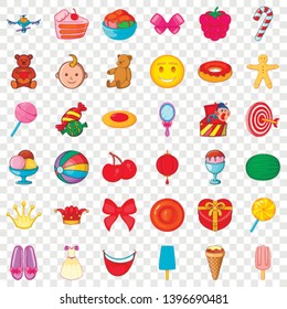 Candy icons set. Cartoon style of 36 candy vector icons for web for any design