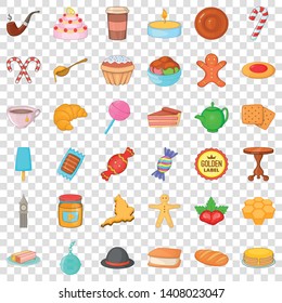 Candy icons set. Cartoon style of 36 candy vector icons for web for any design