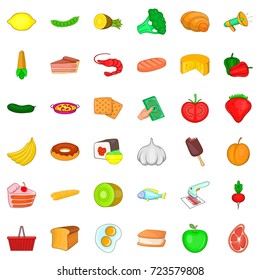 Candy icons set. Cartoon style of 36 candy vector icons for web isolated on white background