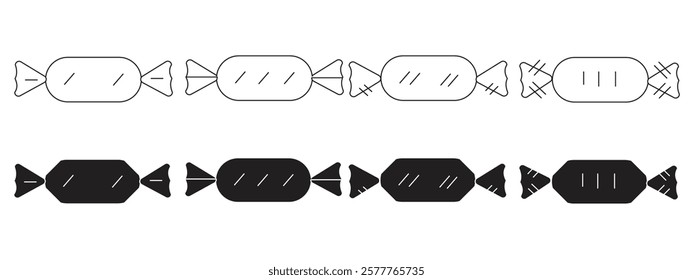 Candy icons, set in thin line style, isolated on white background, vector illustration.