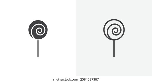 Candy icons vectors illustrations in black fill and liner versions