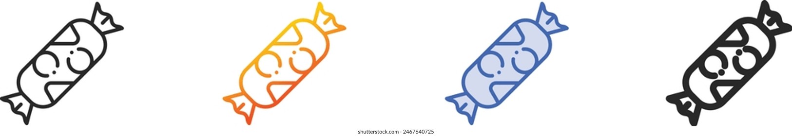 candy icon.Thin Linear, Gradient, Blue Stroke and bold Style Design Isolated On White Background