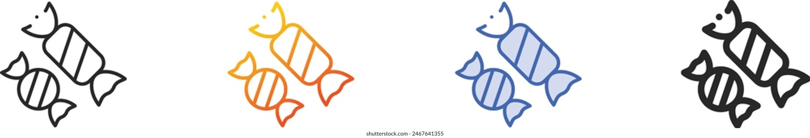candy icon.Thin Linear, Gradient, Blue Stroke and bold Style Design Isolated On White Background