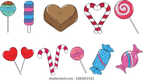 Candy Illustration Collection, Süßigkeiten, Vektorgrafik, handgezeichnet 