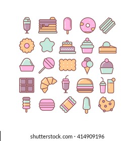 Candy illustration. Dessert icons.