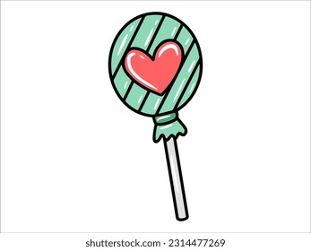 Candy Illustration with Heart Icon