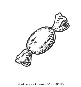 Candy. Isolated on white background. Vector vintage black engraving illustration.
