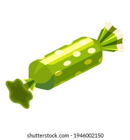 Candy isometric wrapped festive bonbon caramel color. Vector