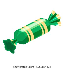 Candy isometric wrapped festive bonbon caramel color. Vector