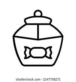 Candy Jar Icon. Line Art Style Design Isolated On White Background