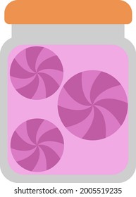 Candy in jar, illustration, vector on a white background.