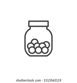 Candy jar line icon. linear style sign for mobile concept and web design. Jar with sweets outline vector icon. Symbol, logo illustration. Vector graphics