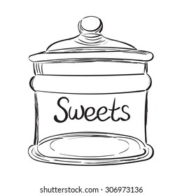 Candy Jar Sketch. Hand-drawn Jar Vector Illustration.