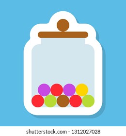 Candy jar sticker vector, Isolated flat design icon