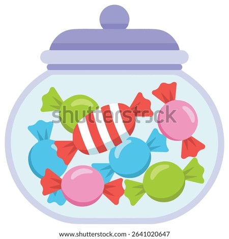 Candy jar with sweets vector art isolated on white background