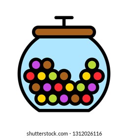 Candy Jar Vector Illustration, Filled Style Icon Editable Outline