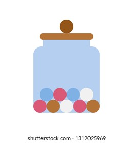 Candy jar vector illustration, Isolated flat design icon