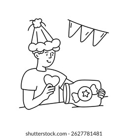 Candy jar vector outline illustrations. EPS 10 file