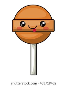 candy with kawaii face icon. Cute cartoon and character theme. Isolated design. Vector illustration