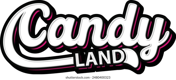 Candy Land Letras a mano Tipografía Vector Plantilla