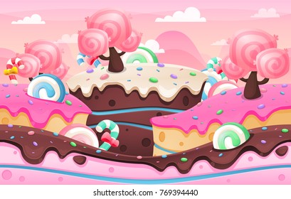 Candy land image illustration for video game background