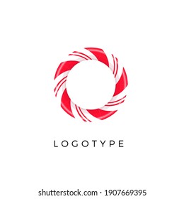 Candy letter O with bright red and white stripes. Like Sweet lollipop or funny cane. Vector latin symbol for logo and monogram. Branding typeset design