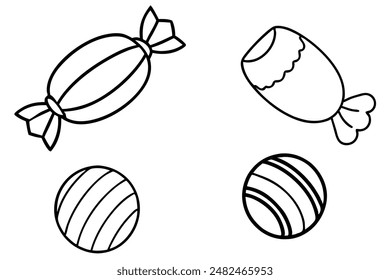 Arte de línea de caramelo que representa el estilo lineal de postre dinámico