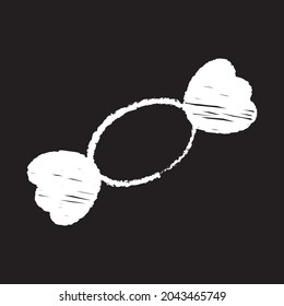 Candy line Icon design white chalk. Draw a picture on the blackboard.