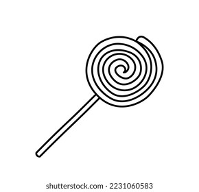 Candy line icon. Graphic element for website. Minimalistic creativity and art. Symbol of holiday, party and festival. Sugar products and harmful but tasty food. Cartoon flat vector illustration