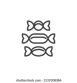 Candy line icon. linear style sign for mobile concept and web design. Three candy outline vector icon. Symbol, logo illustration. Vector graphics