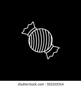 Candy Line Icon On Black Background