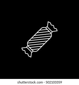 Candy Line Icon On Black Background
