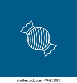 Candy Line Icon On Blue Background