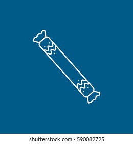 Candy Line Icon On Blue Background