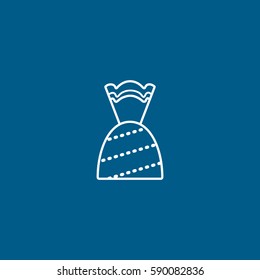 Candy Line Icon On Blue Background