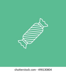 Candy Line Icon On Green Background