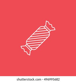 Candy Line Icon On Red Background