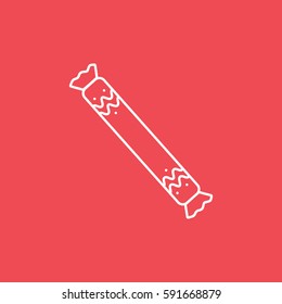 Candy Line Icon On Red Background